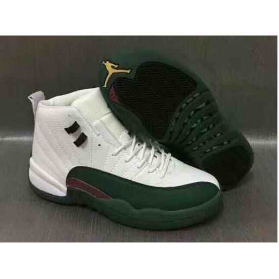 Air Jordan 12 Retro Men Shoes White Dark Green